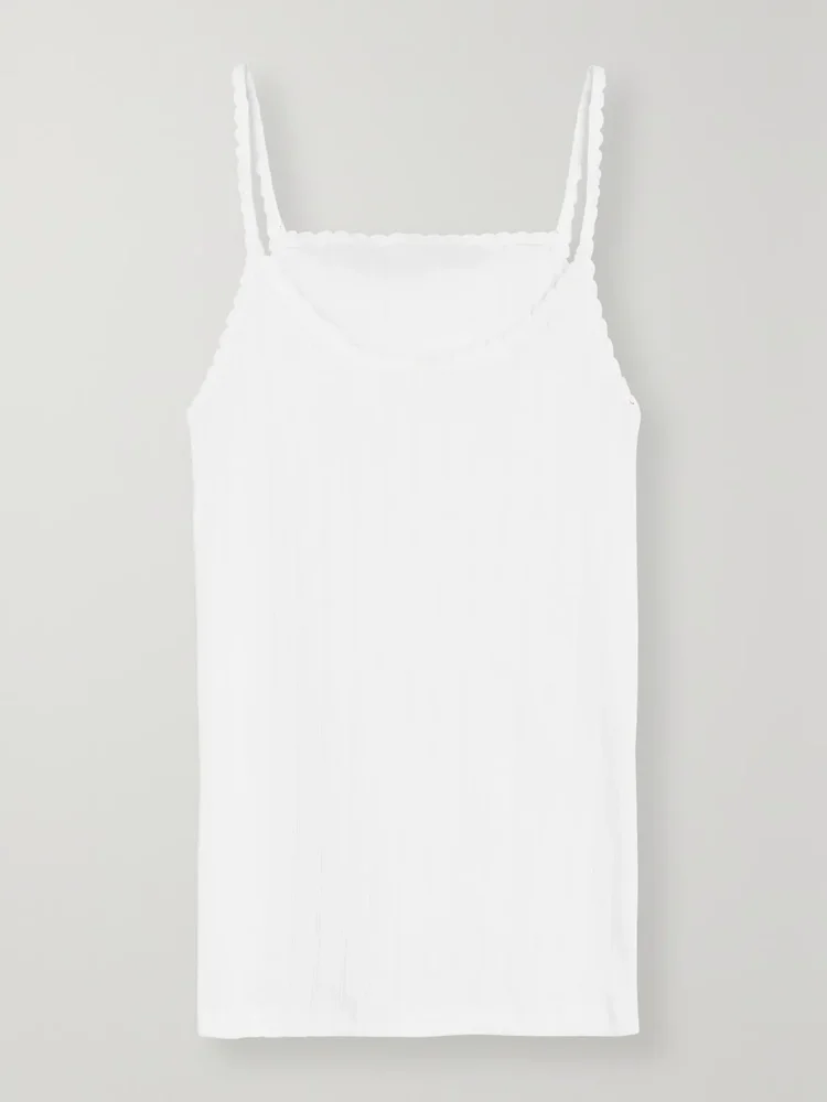 pointelle knit cotton jersey tank
