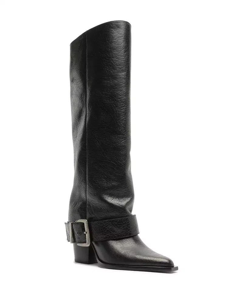 Women's Parker Up Knee High Leather Moto Boots