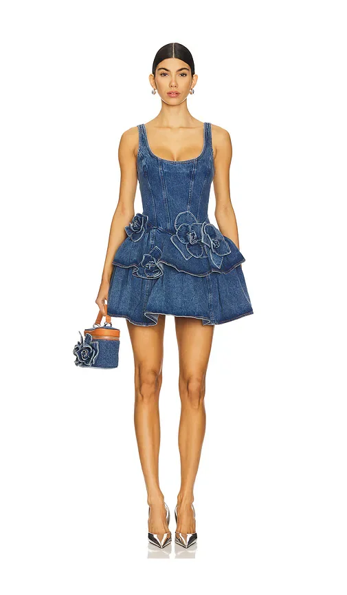 Devyn Saxe Blue Denim Ruffle Dress