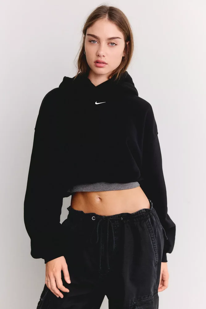 Studio Fleece Oversized Cropped Hoodie Sweatshirt
