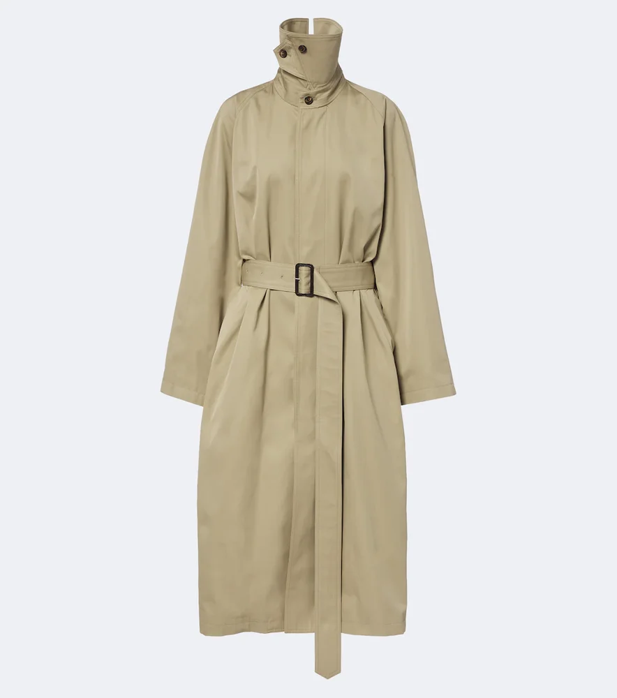Cotton and silk twill trench coat