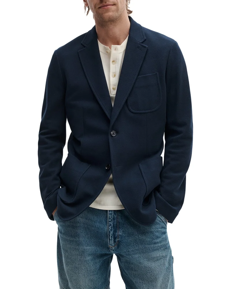 Skeleton Cotton Pique-Knit Blazer