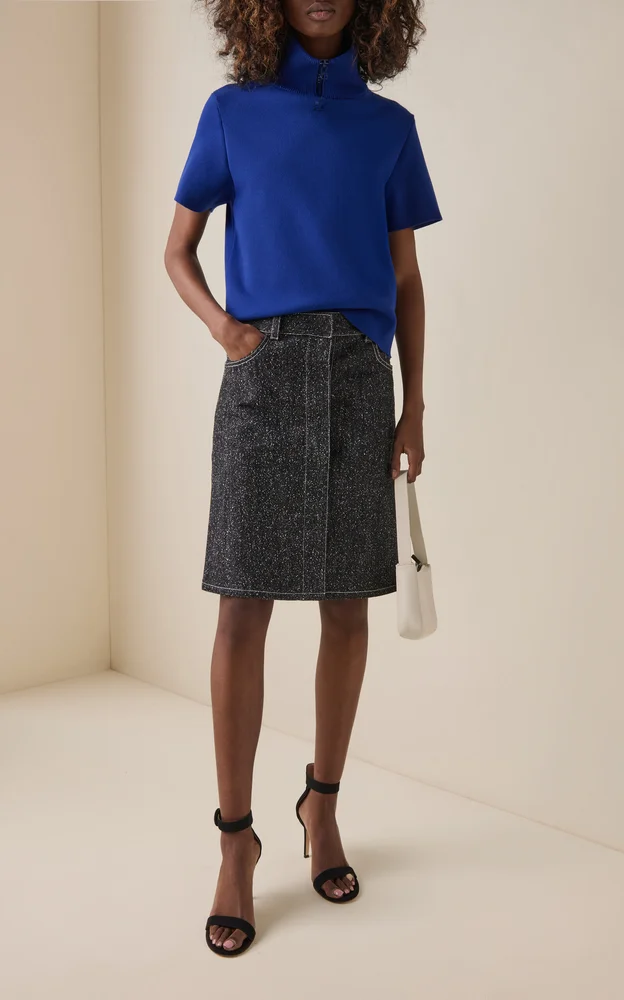 Denim Tweed Pencil Skirt