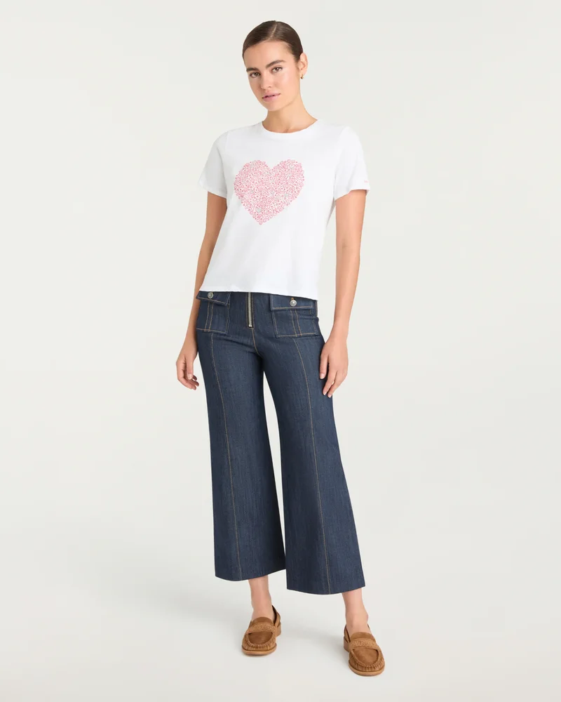 Rhinestone Doodle Heart Shrunken Tee