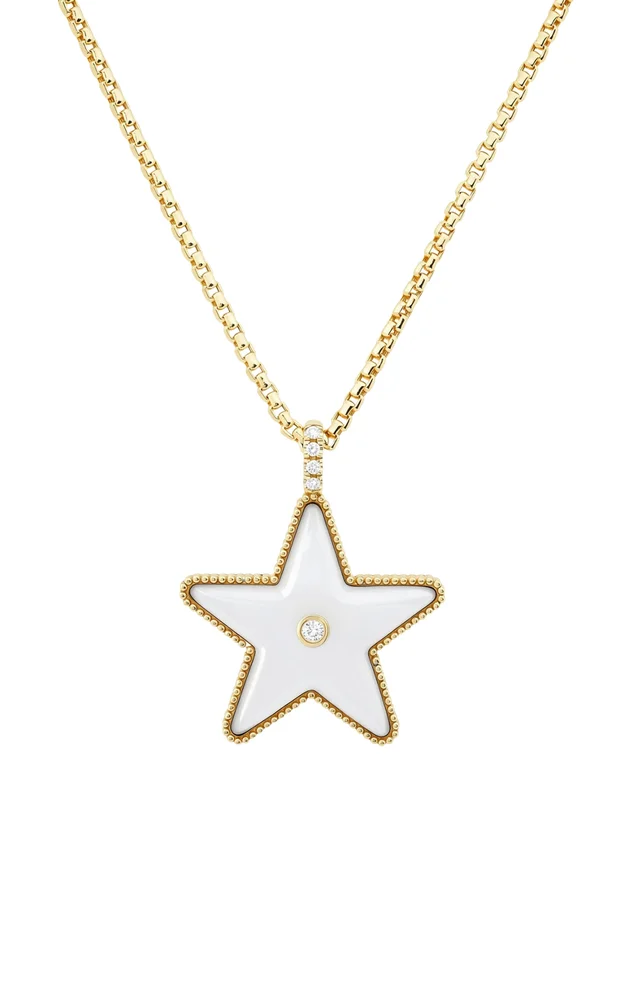 Star Power White Mother of Pearl and Diamond Necklace