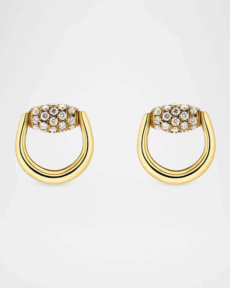 Gucci Horsebit 18K Yellow Gold Diamond Earrings