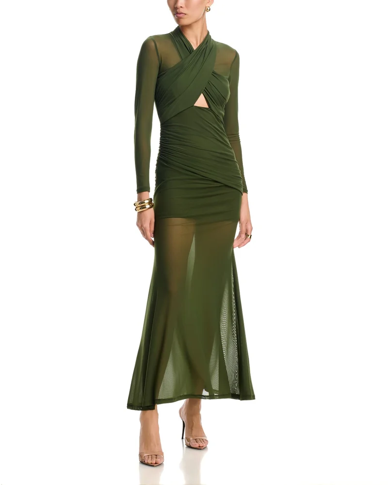 Veria Wrap Mesh Maxi Dress