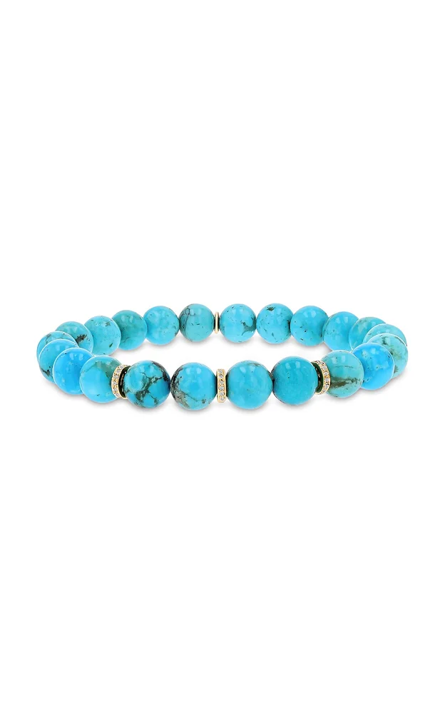 14K Yellow Gold Diamond And Turquoise Bracelet