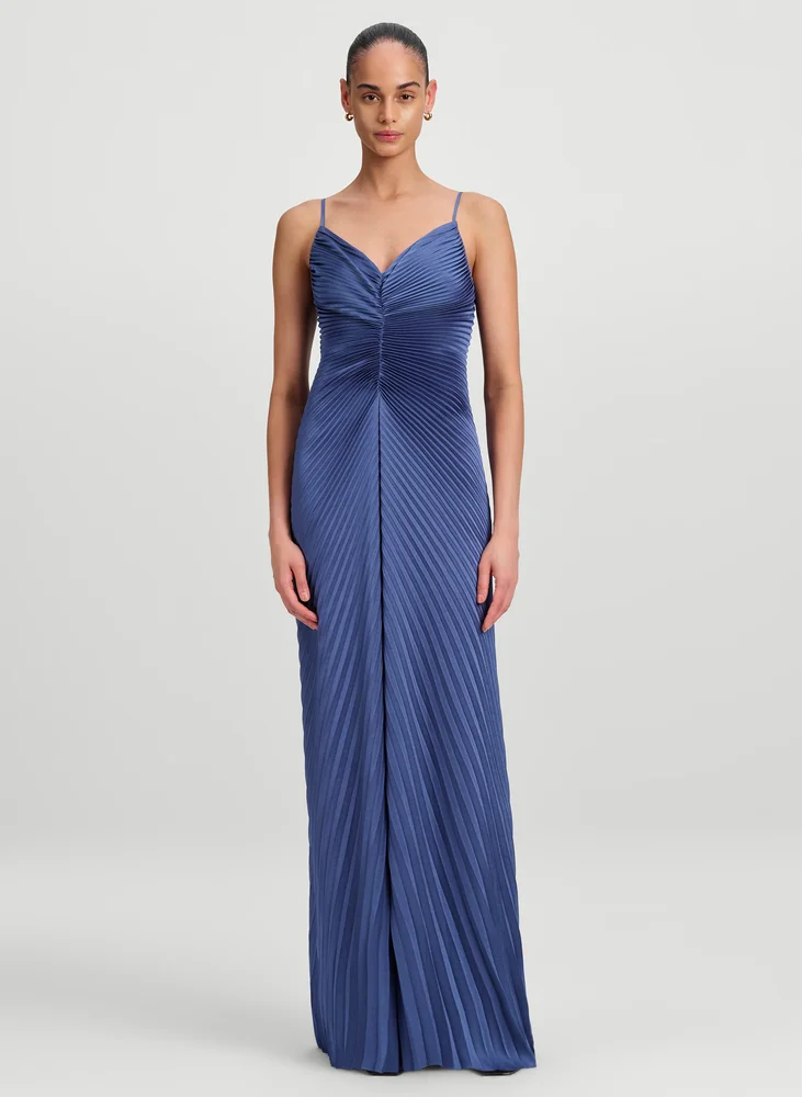 Genevieve Pleated Satin Gown