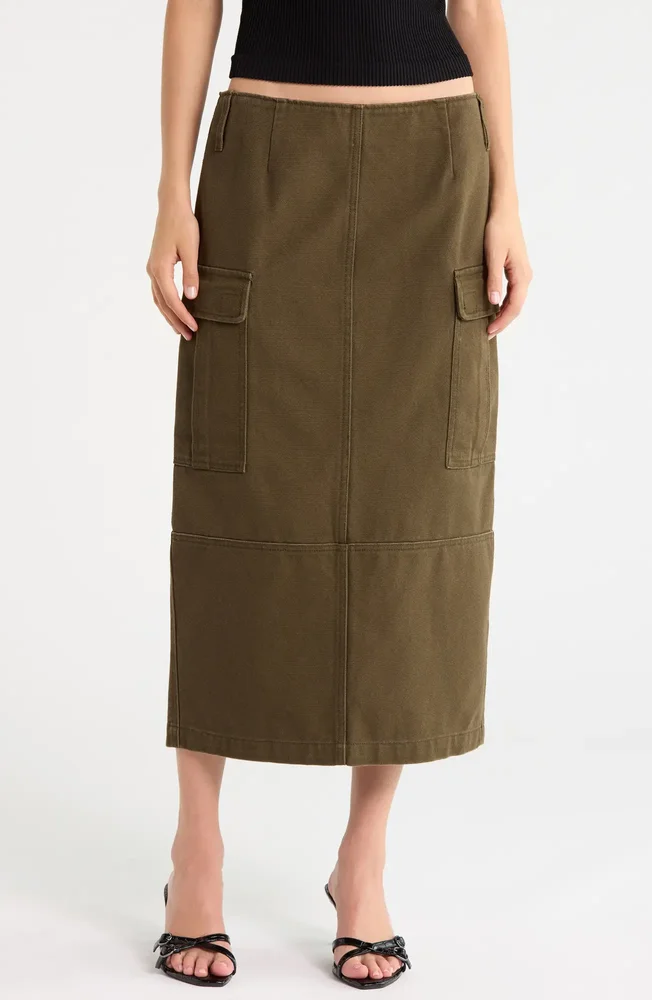 Slim Cargo Canvas Skirt