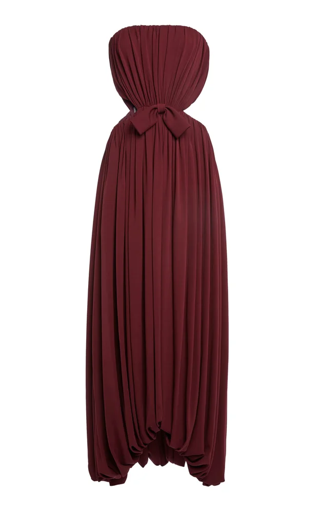 Bustier Draped Silk Maxi Dress