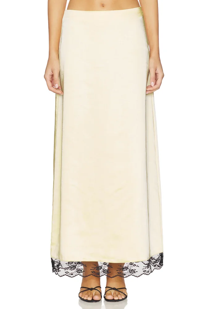 x REVOLVE Rena Satin And Lace Skirt