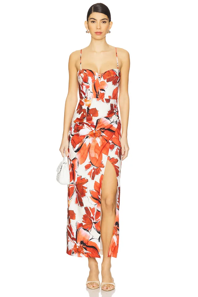 Ember Bustier Draped Maxi Dress