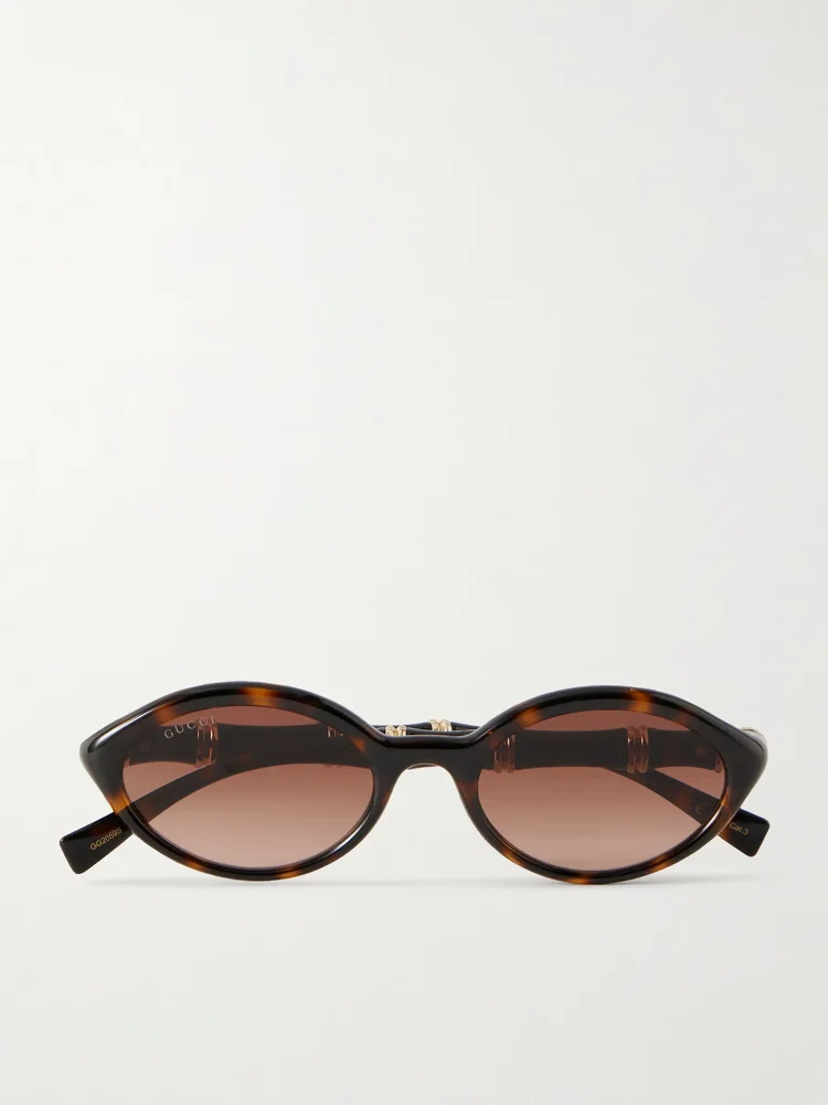 Bamboo round-frame acetate sunglasses