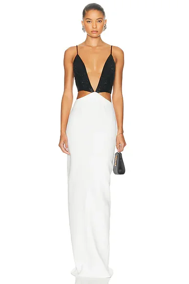 Cutout Embroidered Maxi Dress