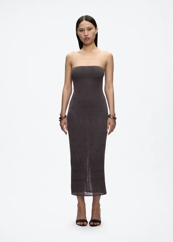 Sugarcane Knit Dress in Mangosteen