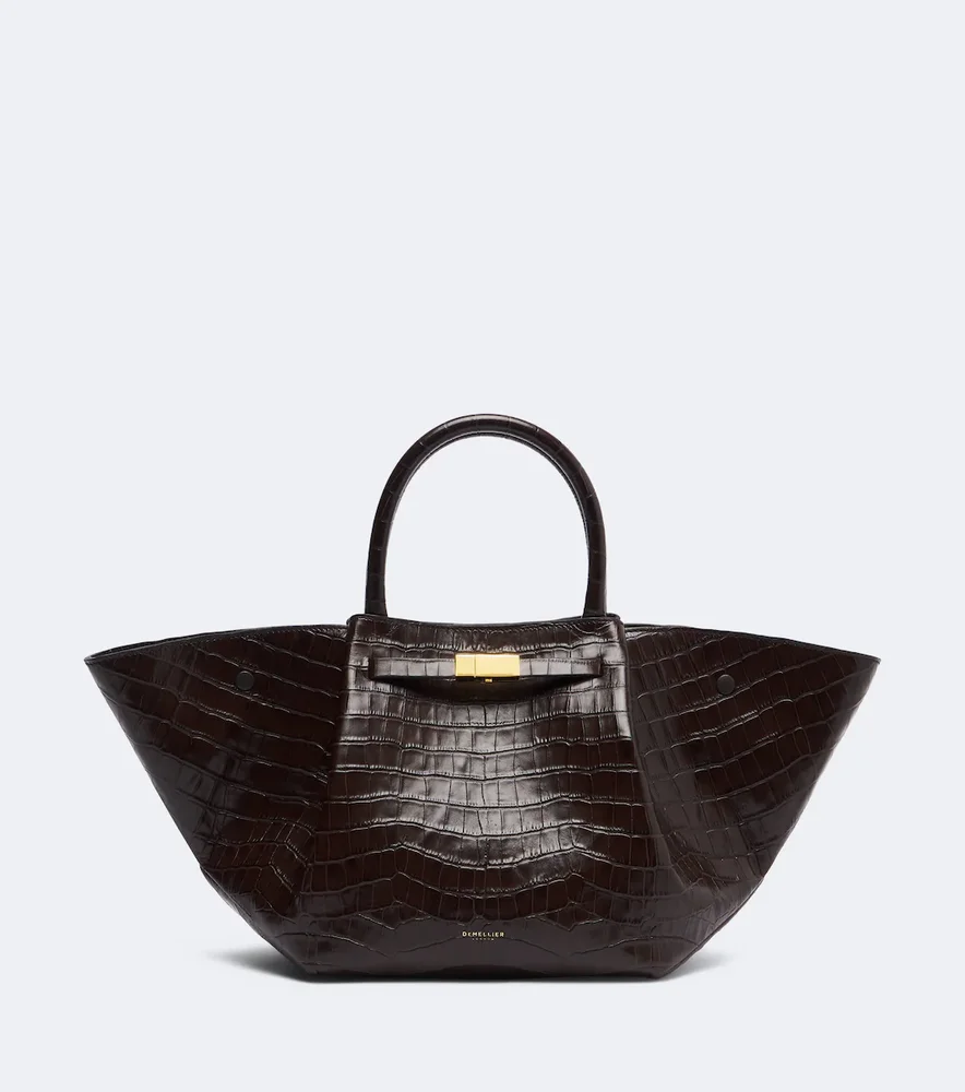 New York Midi croc-effect leather top-handle bag