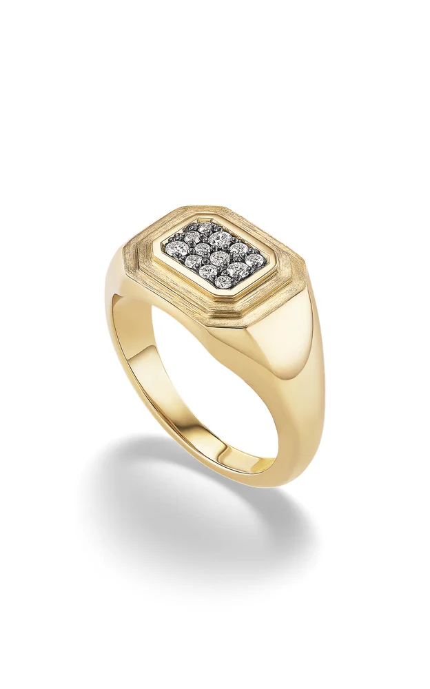 14K Yellow Gold Pavé Diamond Ring