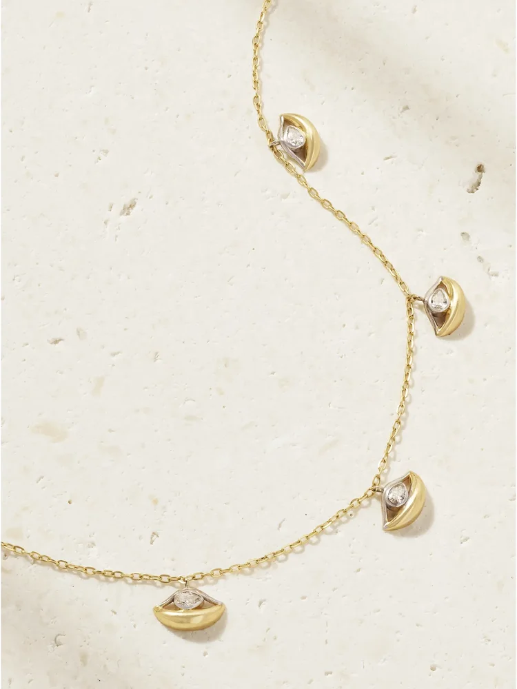 Five Mini Eyes 18-karat gold diamond chocker