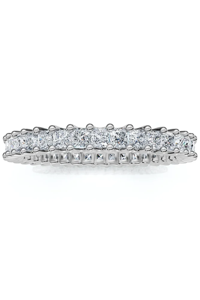 1Ct Princess Cut Diamond Eternity Stackable Wedding Ring 14K Gold Lab Grown