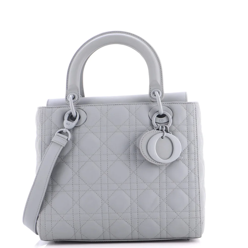 Pre-Owned Ultra Matte Lady Dior Bag Cannage Quilt Calfskin Medium