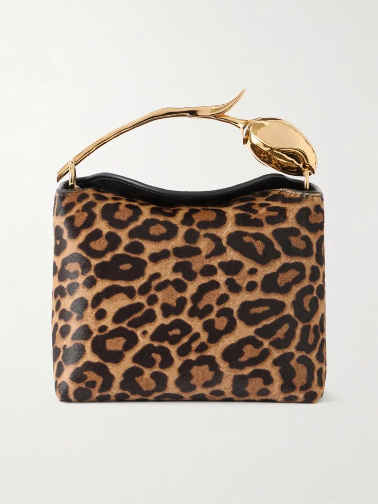 Bloom mini animal-print calf hair clutch