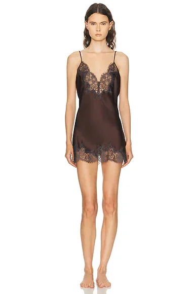 Silk Lace Mini Slip Dress