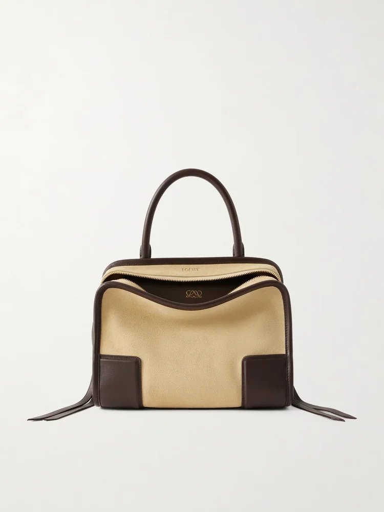 Amazona 180 small leather-trimmed suede shoulder bag