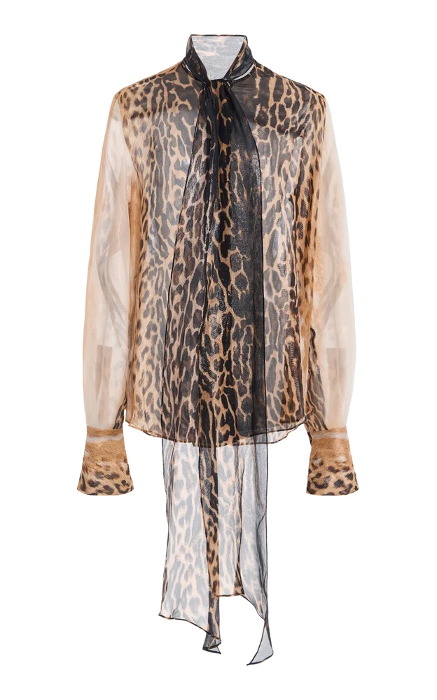 Tie-Detail Silk-Blend Top