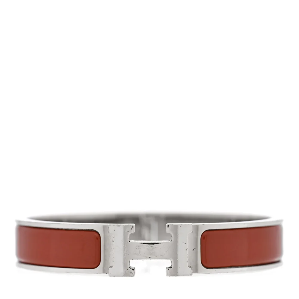 Enamel Narrow Clic Clac H Bracelet GM Terracotta