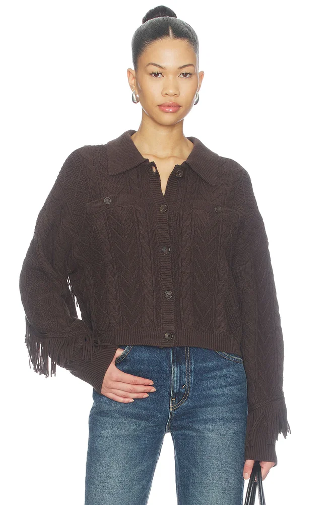 Phoebe Cable Fringe Sweater Cardigan