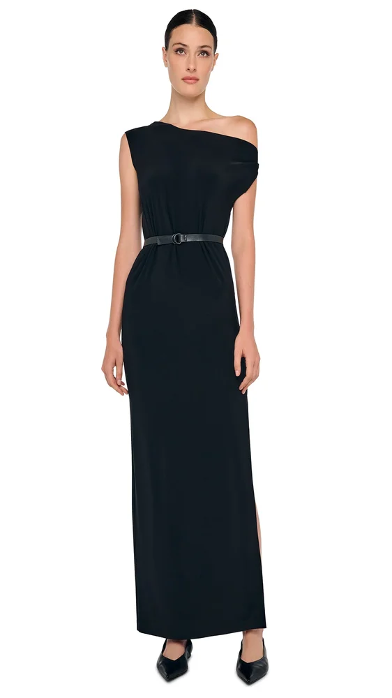 BOMBER 1980S LONG DRESS W/ SIDE SLIT