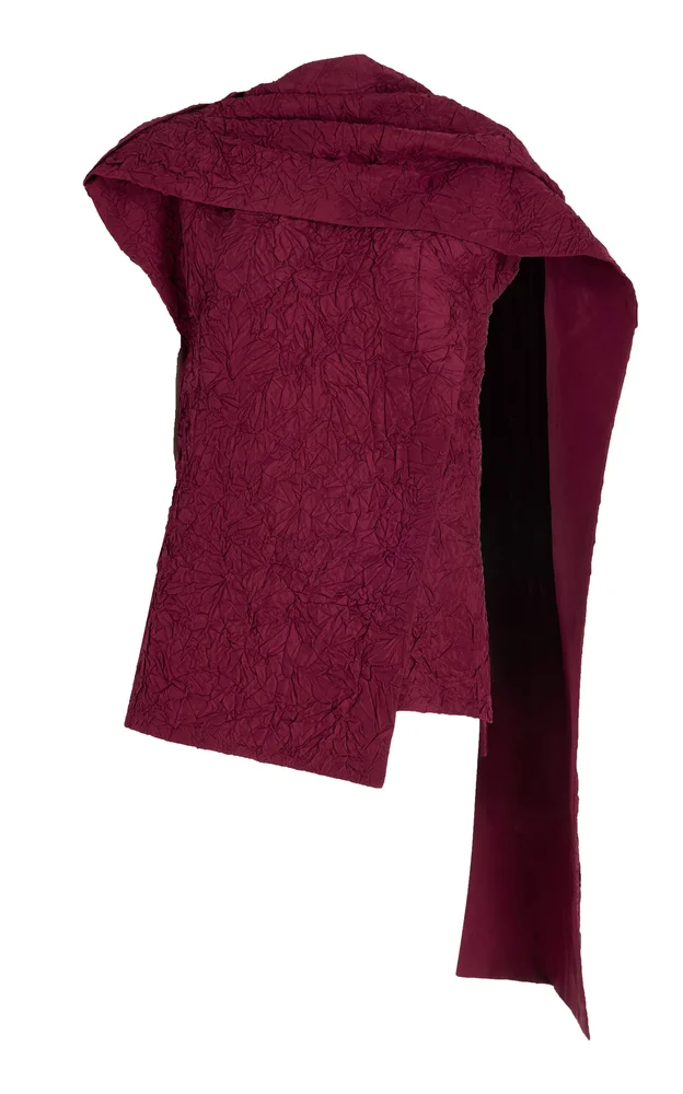 Lina Asymmetrical Crushed Silk Wrap Top