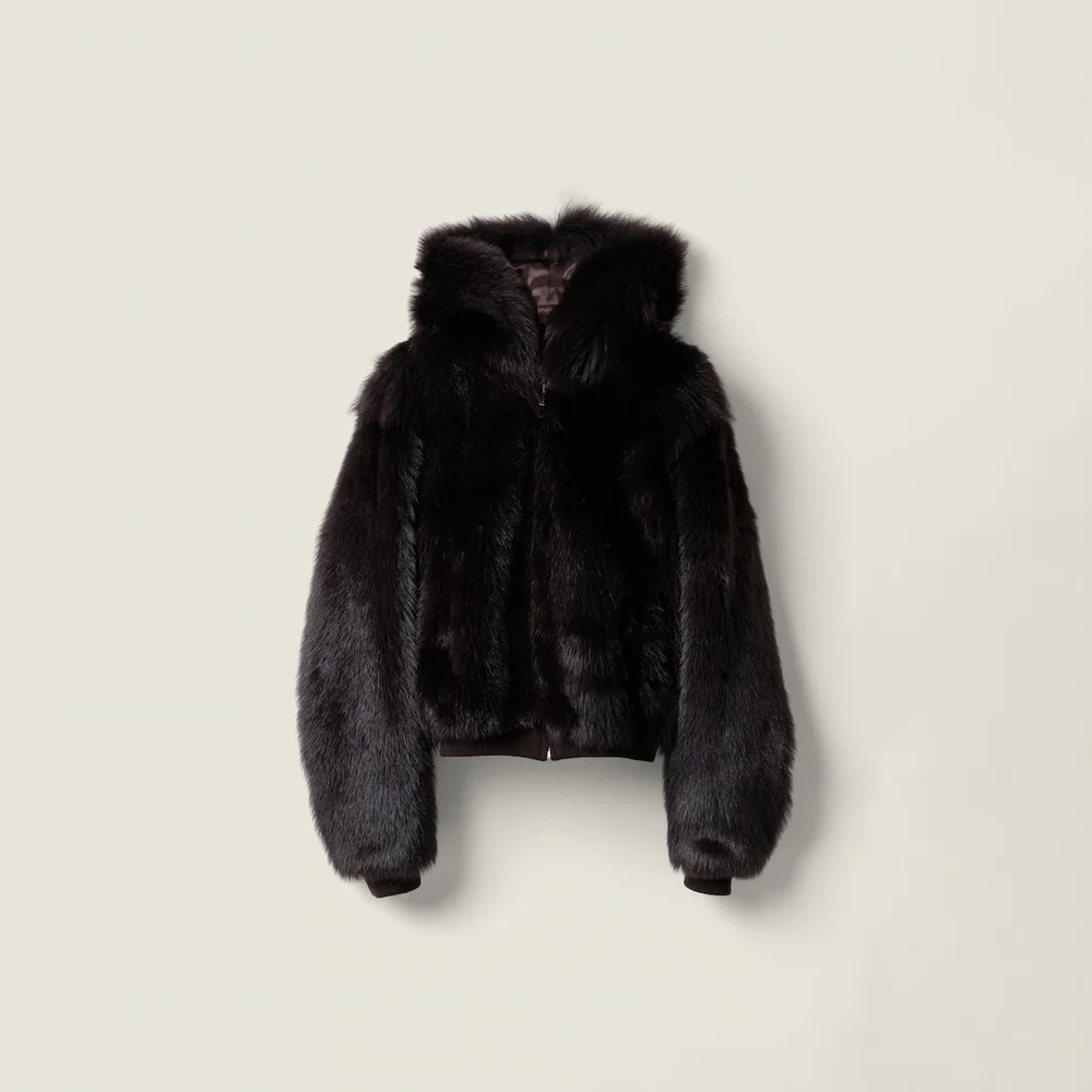 Shearling hoodie jacket