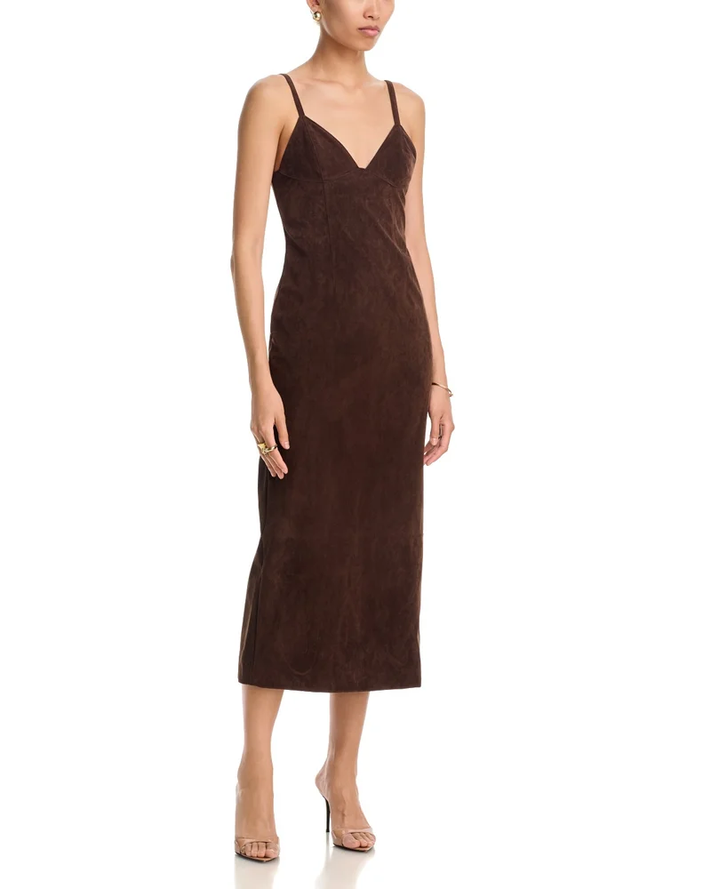 Estine Faux Suede Midi Dress