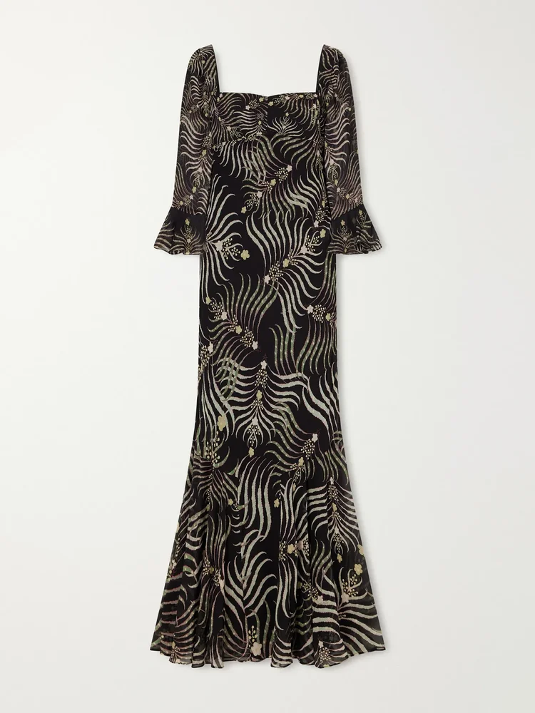 Willa printed silk-chiffon gown