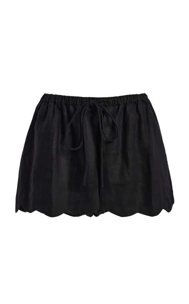 Kai Scalloped Linen Mini Shorts