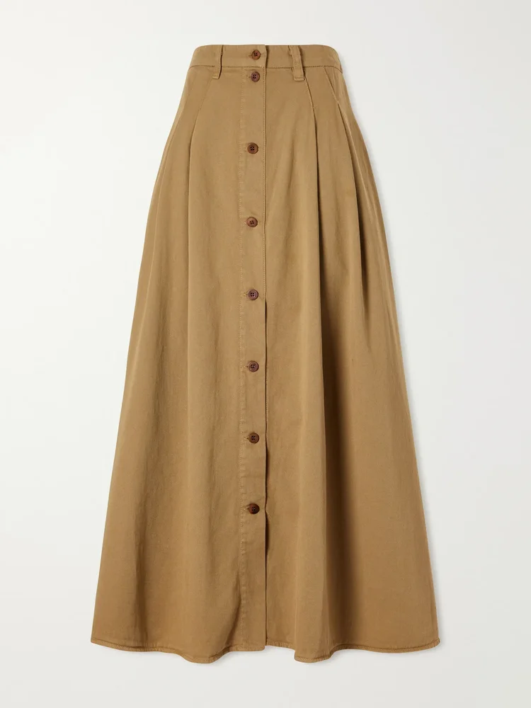The Venetian pleated cotton-twill midi skirt