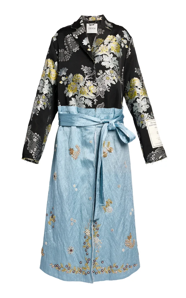 Textured Satin Wrap Coat