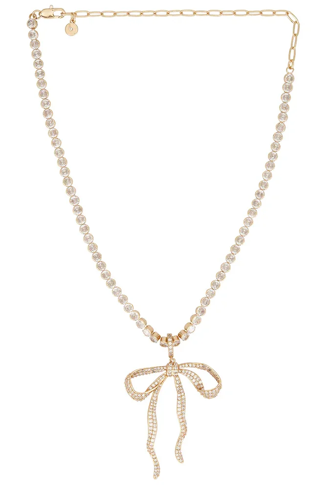 Pave Bow Tennis Necklace
