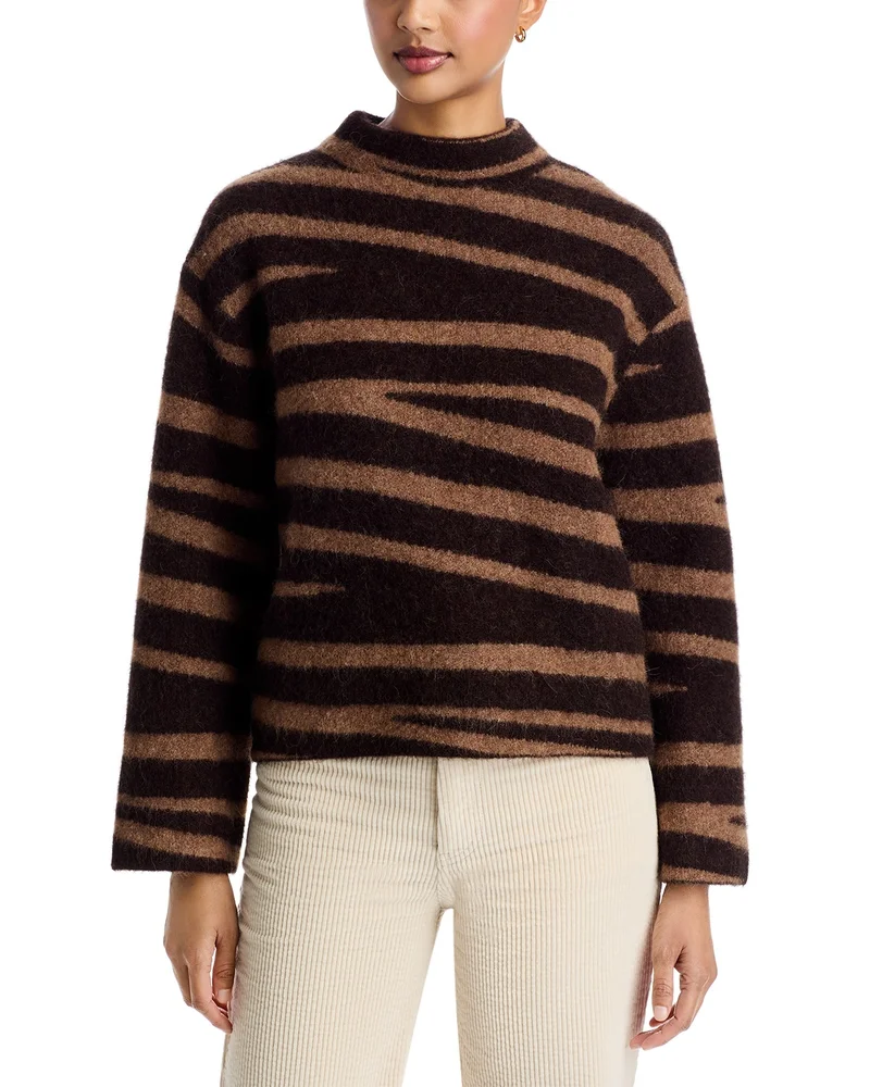 Zebra Alpaca & Wool Mock Neck Sweater