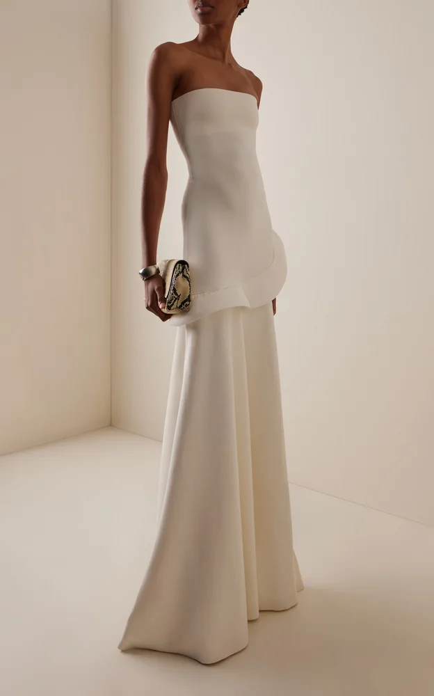 Exclusive Flounce Strapless Knit Gown