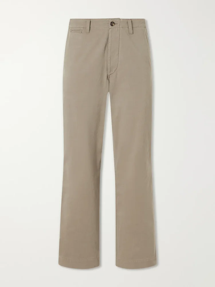 Wide-Leg Cotton-Twill Chinos
