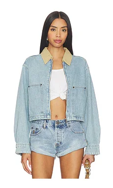 BLANKNYC Cropped Denim Jacket in Coffee Run from Revolve.com