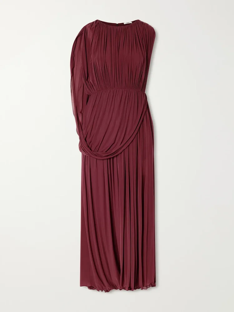 Kahlo asymmetric draped crepe dress