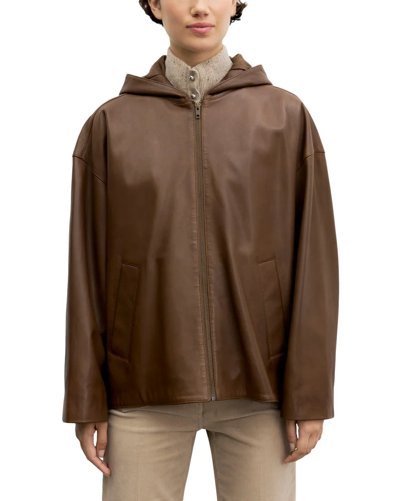 Pam Leather Hooded Jacket