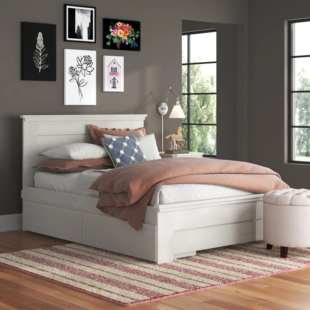 Decimus Pine Solid Wood Standard Bed with Drawers