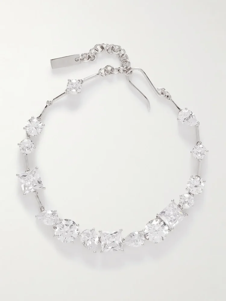 Delicate rhodium-plated cubic zirconia bracelet