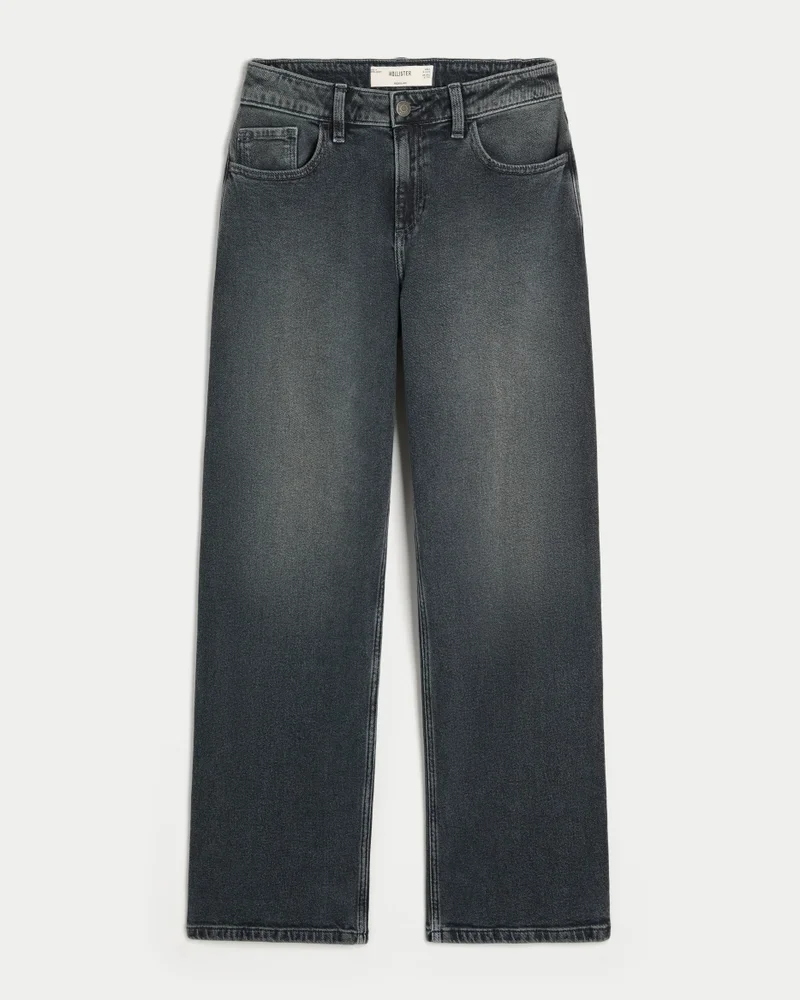 High-Rise Dad Jeans (dark wash (faded black-blue))