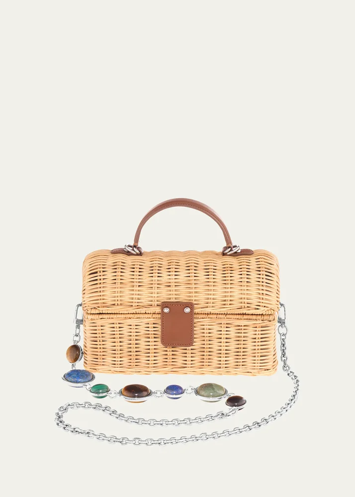 Isla Rattan Basket Top-Handle Bag